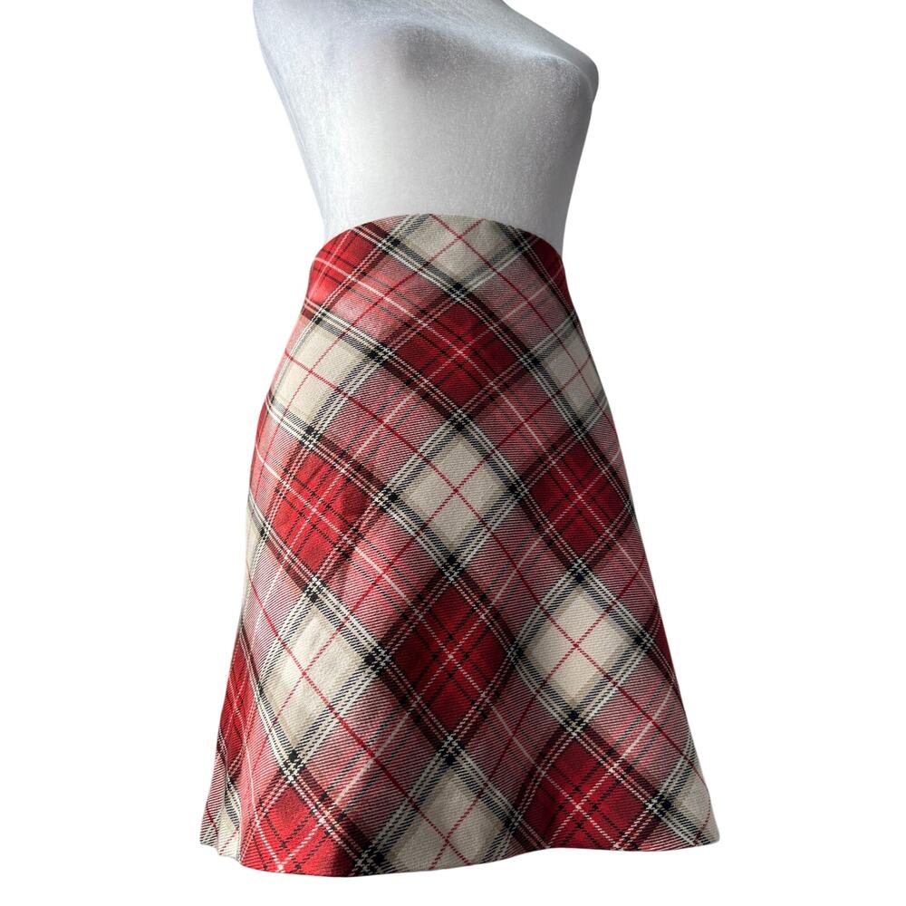 H&M Red & Cream Plaid Mini Skirt